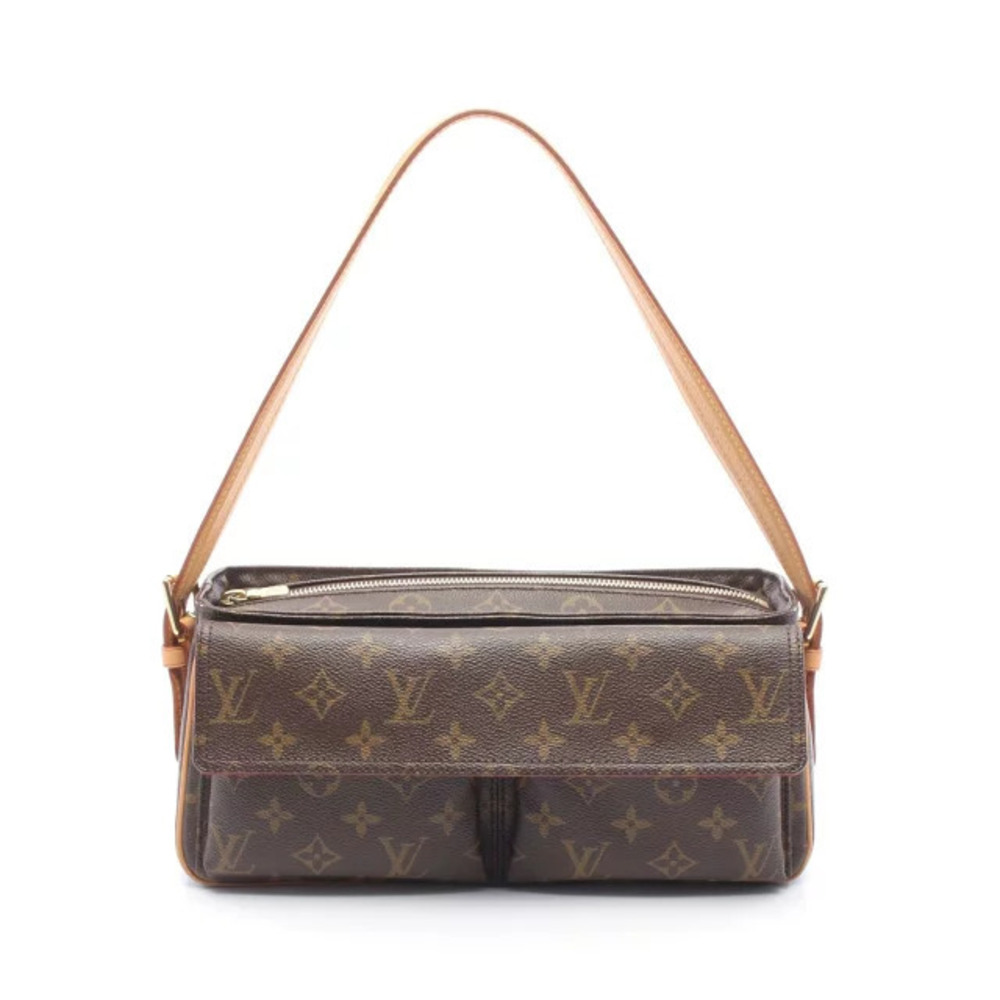 Louis Vuitton Vivacite Monogram Shoulder Bag Canvas Leather Brown